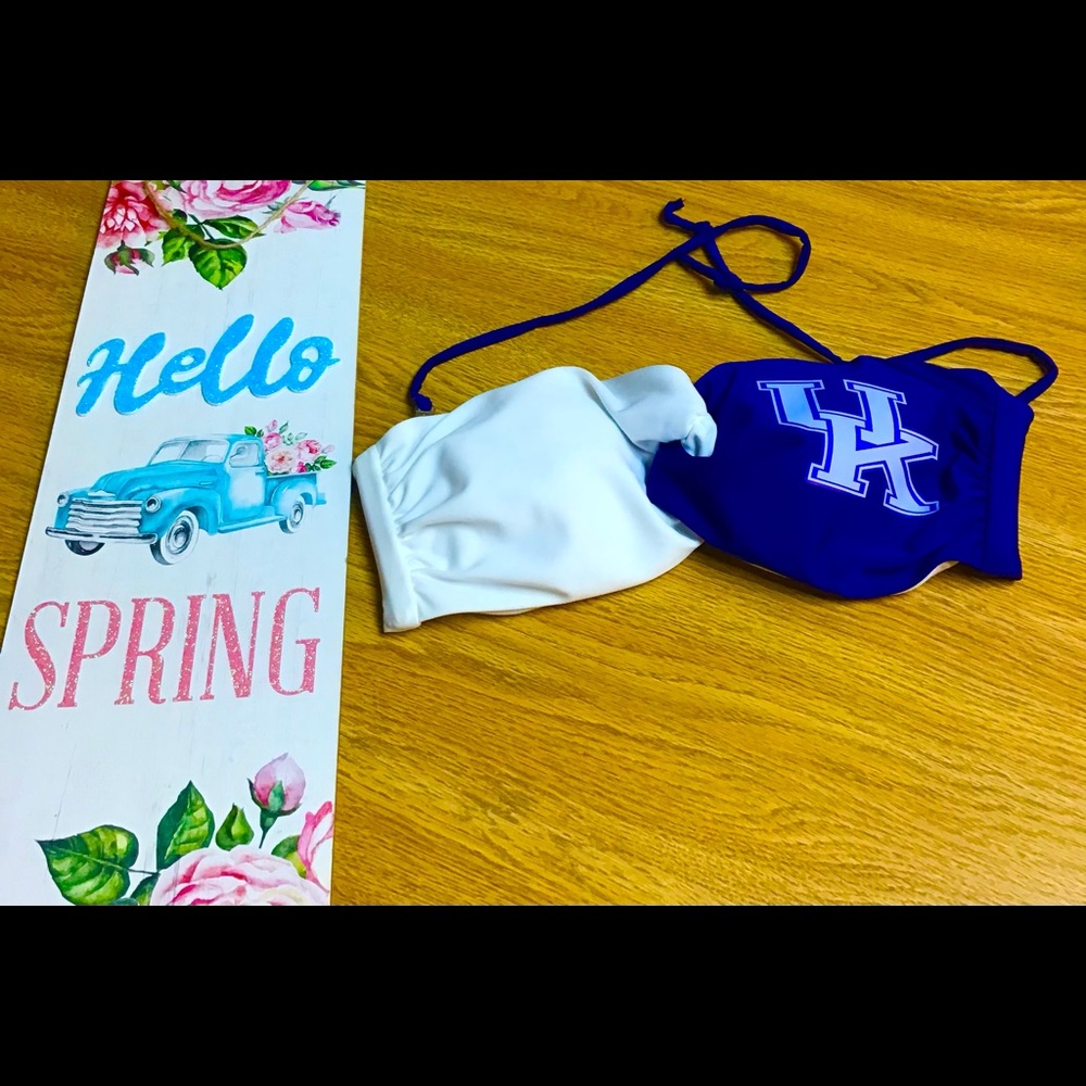 Miss Fanatic UK bikini top size Large Royal blue white sharp top 💙